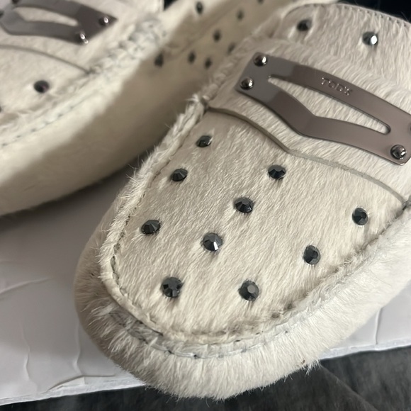 Tod”S Canel fur Loafers with Swarovski Stones size 39 1/2 like new - Picture 6 of 15